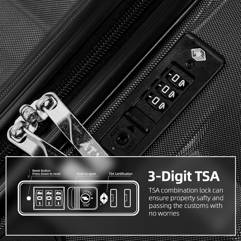 ATX Luggage Extra Large Suitcase Super Lightweight Durable ABS Hard Shell Suitcase with 4 Wheels and Built-in TSA Lock (Black, 32 Inches,132 Liter)