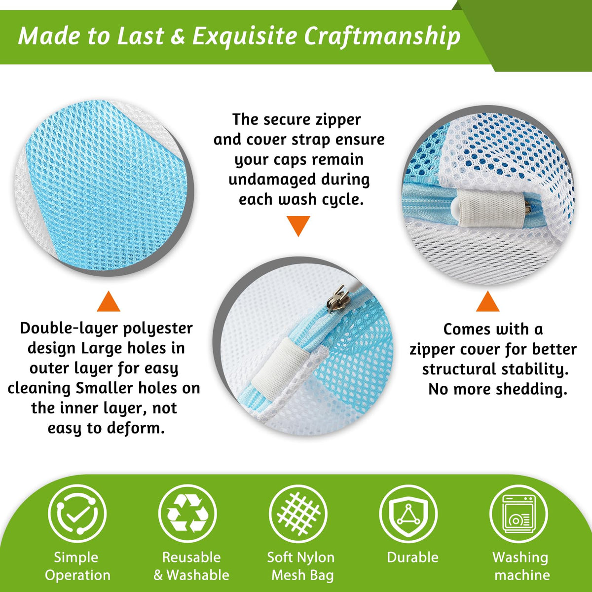 Eiito Hat Washer Cage Hats Cleaner, 4 Pcs (2 Cages + 2 Mesh Bags)