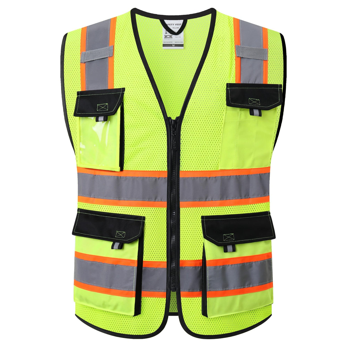 JKSafety Safety Vest for Men Women Hi Vis Reflective Vest JK220 OBlack L