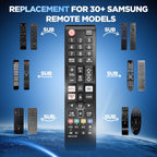Smart Samsung Remote Controls For Smart Tv with Netflix, Prime Video, Rakuten Tv Buttons For All Samsung Tv Led Qled Uhd Frame Curved Solar Hdtv 3D 4K 8K Smart TVs, Universal Samsung Tv Remote