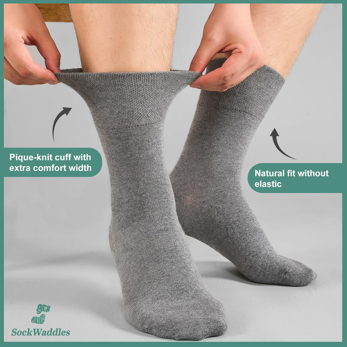 SockWaddles Diabetic Socks for Men & Women, 6 Pairs, Soft Loose Top