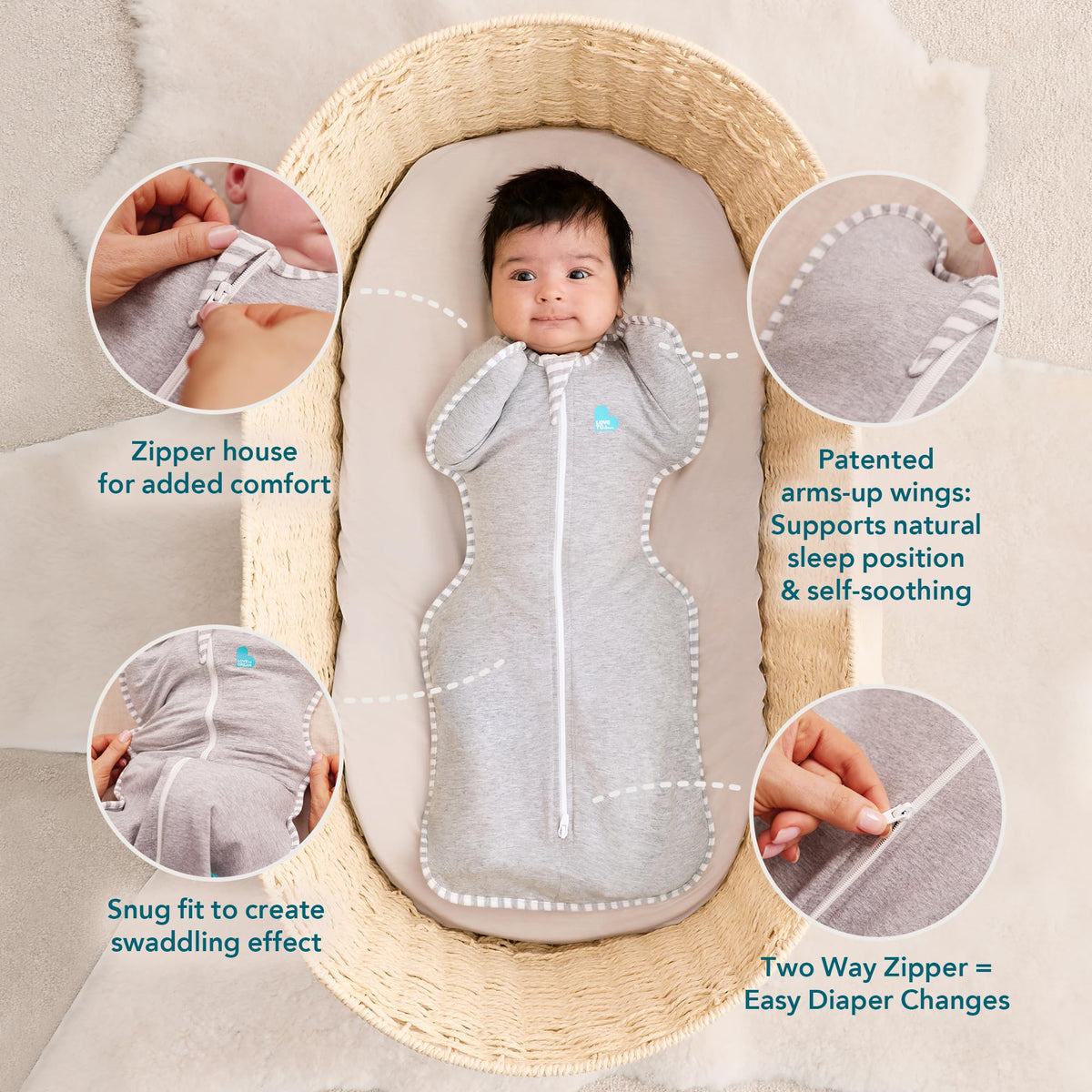 Love To Dream Swaddle Up, S 3.5-6kg, Olive Twigs, 1.5 Tog