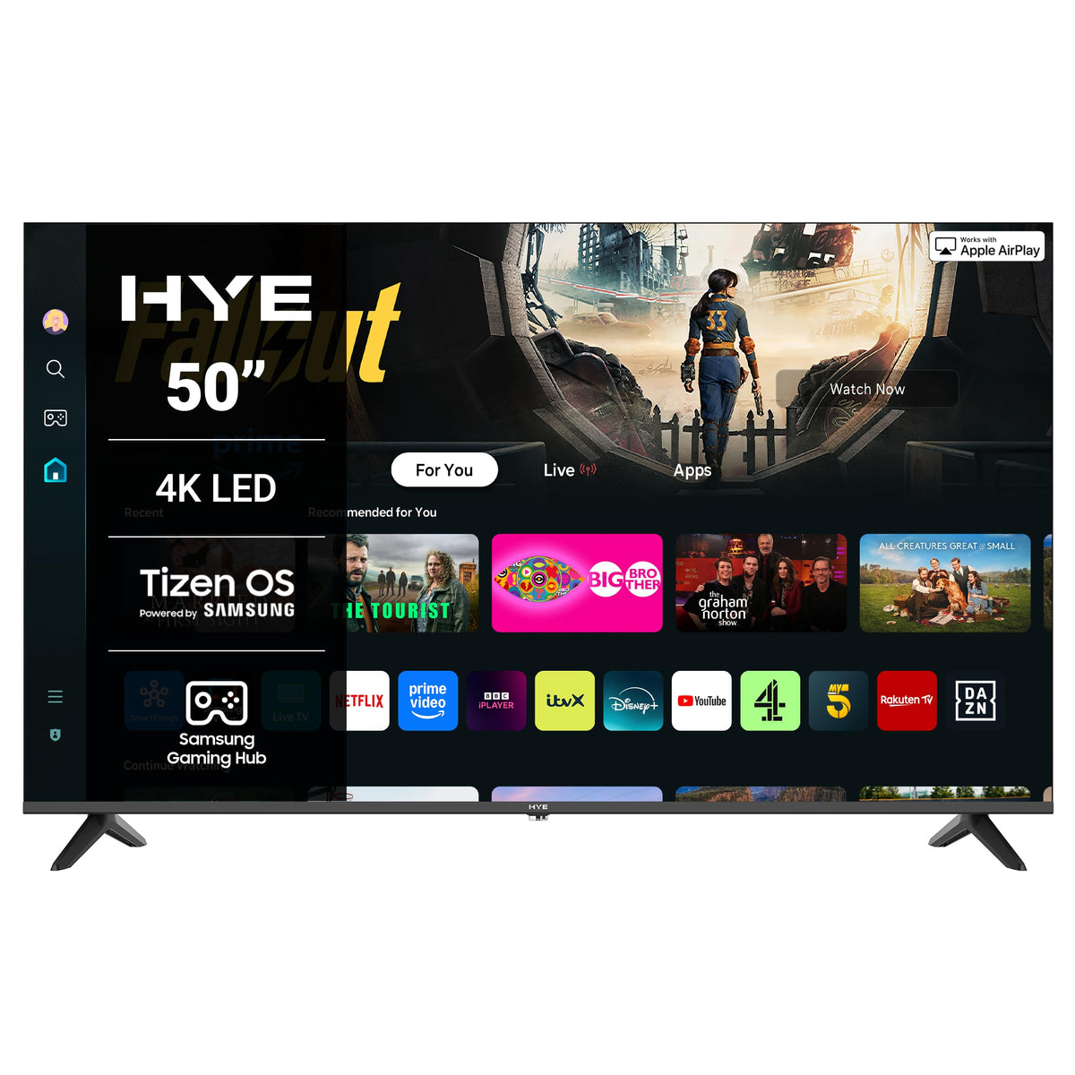 HYE 24" LED Smart TV - HD Ready, Samsung Tizen OS & Gaming Hub, Black