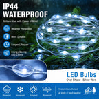 Dazzle Bright Fairy Lights Battery Operated, 20 FT 60 LED Silver Wire Waterproof Battery Operated String Lights, Christmas Decorations for Indoor Outdoor Bedroom Yard Decor, Red