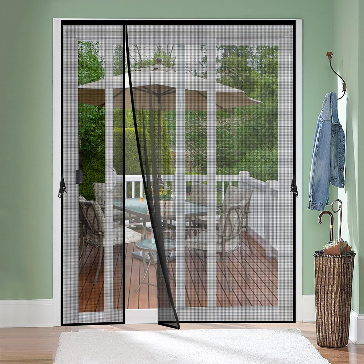 Fiberglass Magnetic Screen Door Fit Door Size 72 x 96 in- Heavy Duty Fiberglass Screen Door Mesh for Interior Door, Patio and Sliding Doors - Door Screen Magnetic Closure Let Fresh Air in