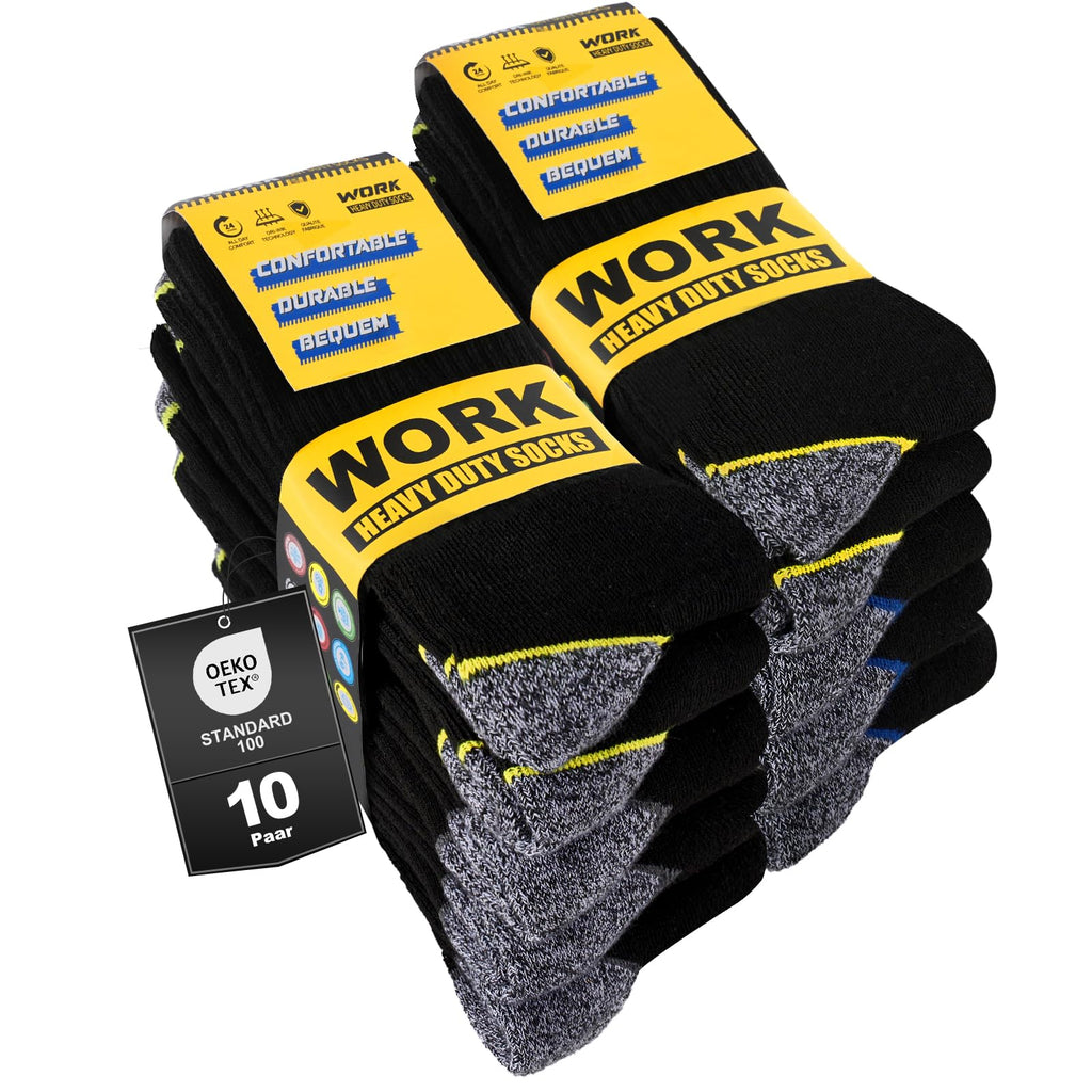 Men's Work Socks Heavy Duty Cushioned Crew Durable 10 Pairs