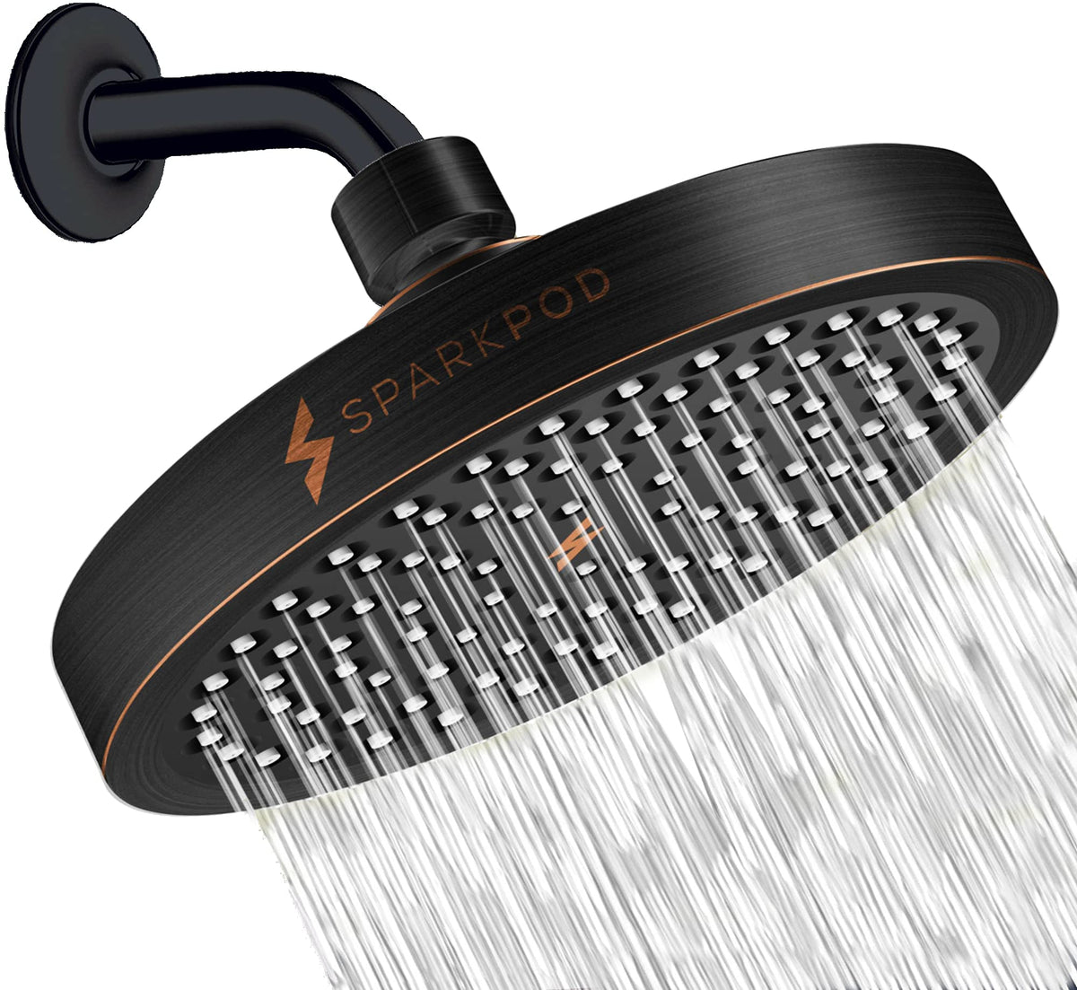 SparkPod Rain Shower Head, 6 Inch Round, Luxury Polished Chrome Finish