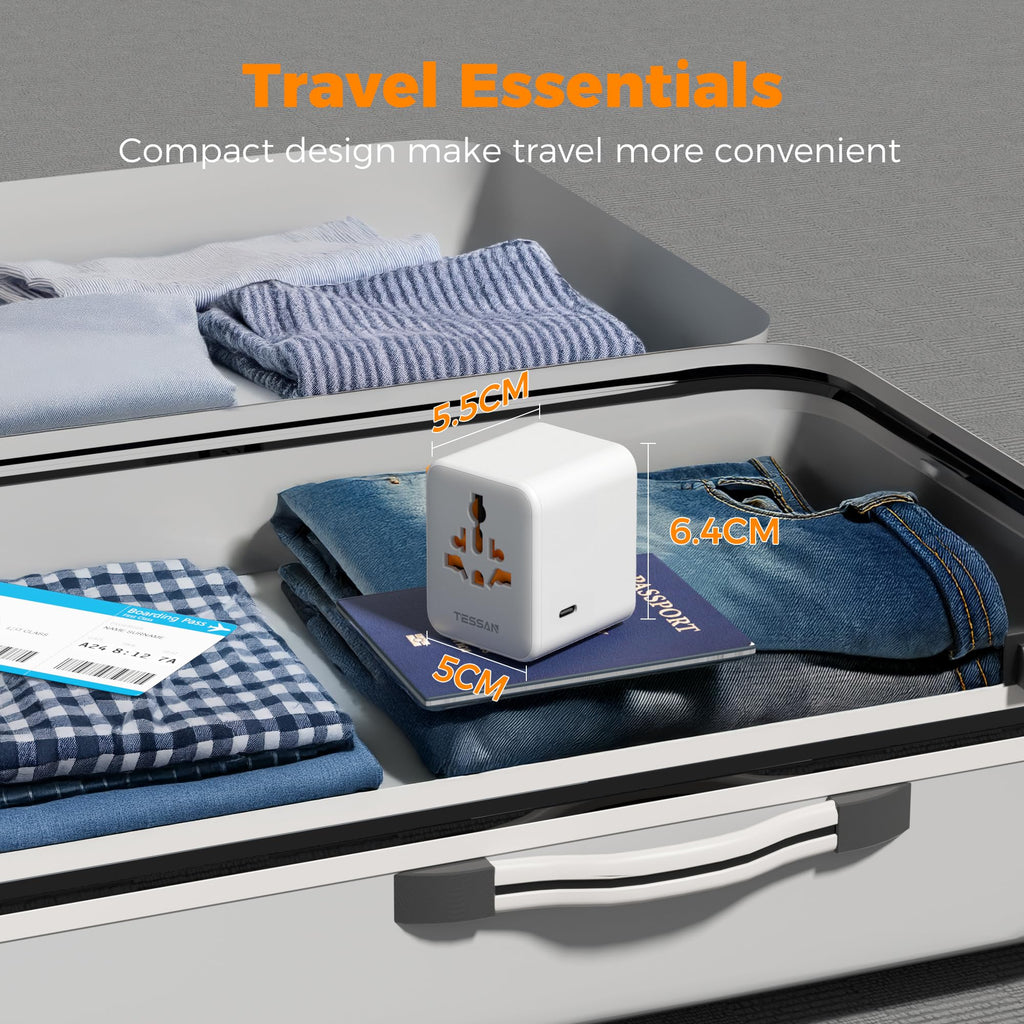 TESSAN Universal Travel Adapter Worldwide with 2 USB C and 2 USB A Ports