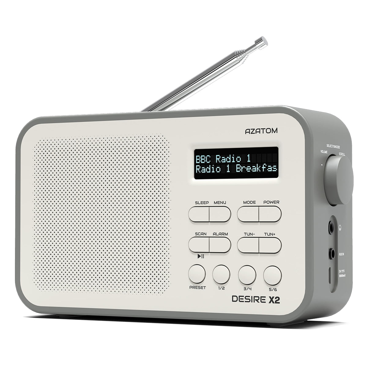 DAB/DAB+ & FM Portable Digital Radio | Simple Controls | Dual Alarms & Sleep Timer | Battery & Mains Powered (4x”AA”) | Bluetooth | Perfect for Home, Office or Outdoors | AZATOM Desire X2 (Oak)