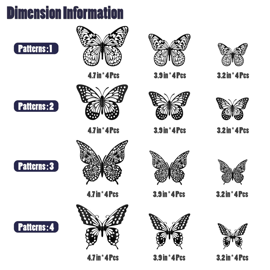 SAOROPEB 3D Butterfly Wall Decor 48 Pcs Gold Butterfly Birthday Decorations