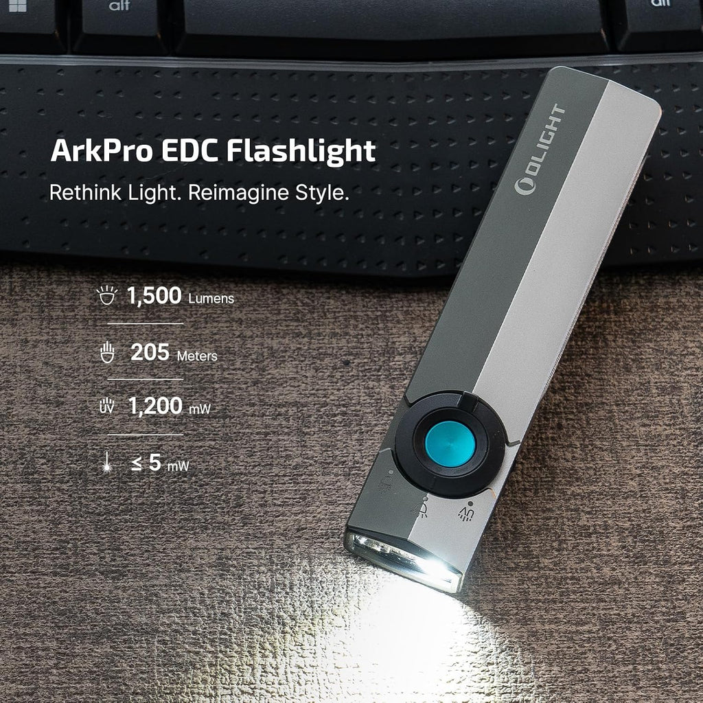 OLIGHT ArkPro EDC Flat Flashlight Rechargeable, Pocket Light, Black CW
