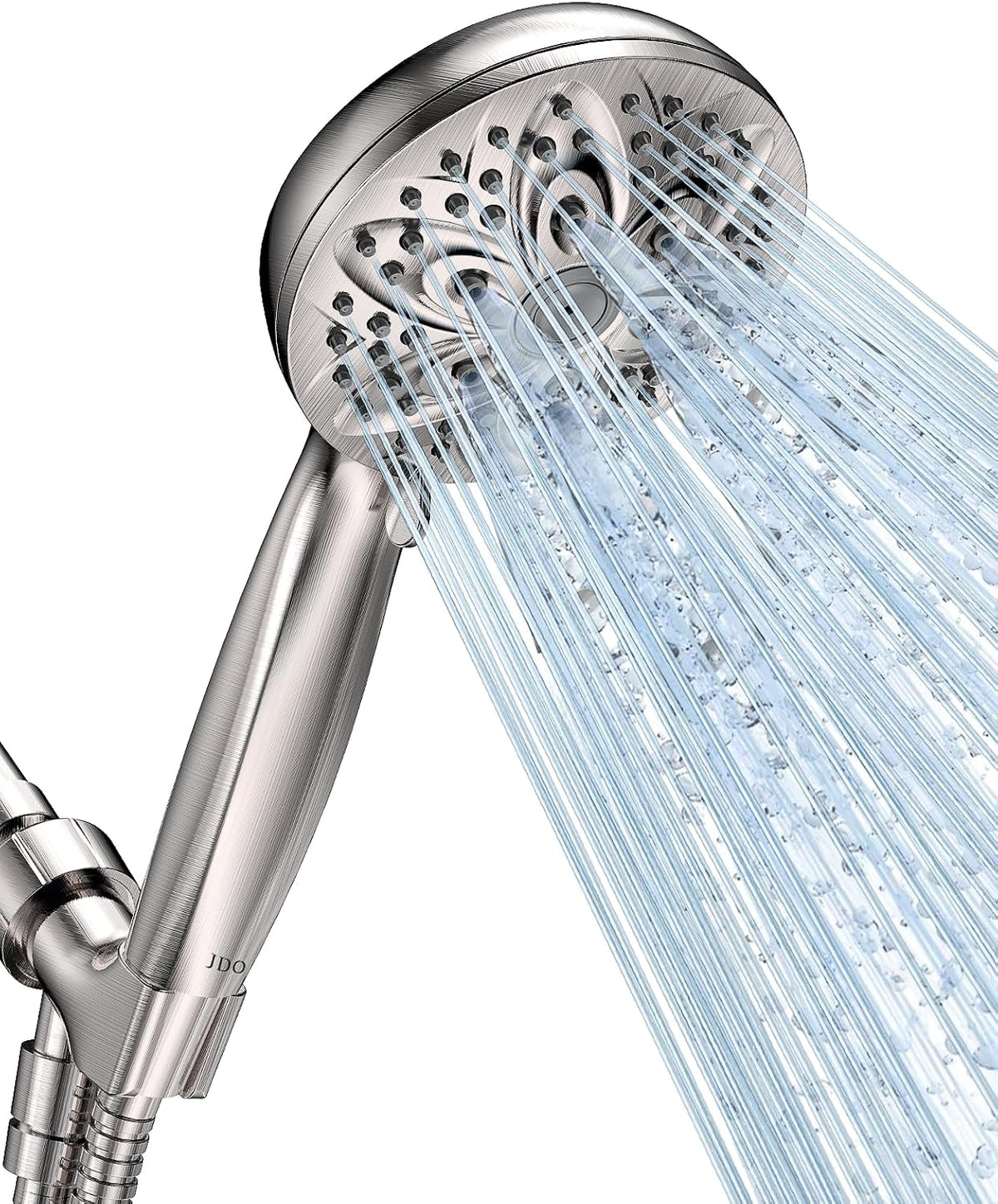 JDO High‑Pressure 6‑Setting Handheld Shower Head, 4.7 Inch Chrome Premium