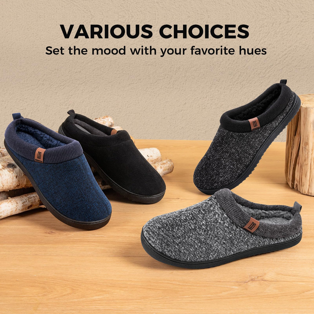 MERRIMAC Men's Slip-on Slippers Memory Foam Non-slip Indoor House Shoes