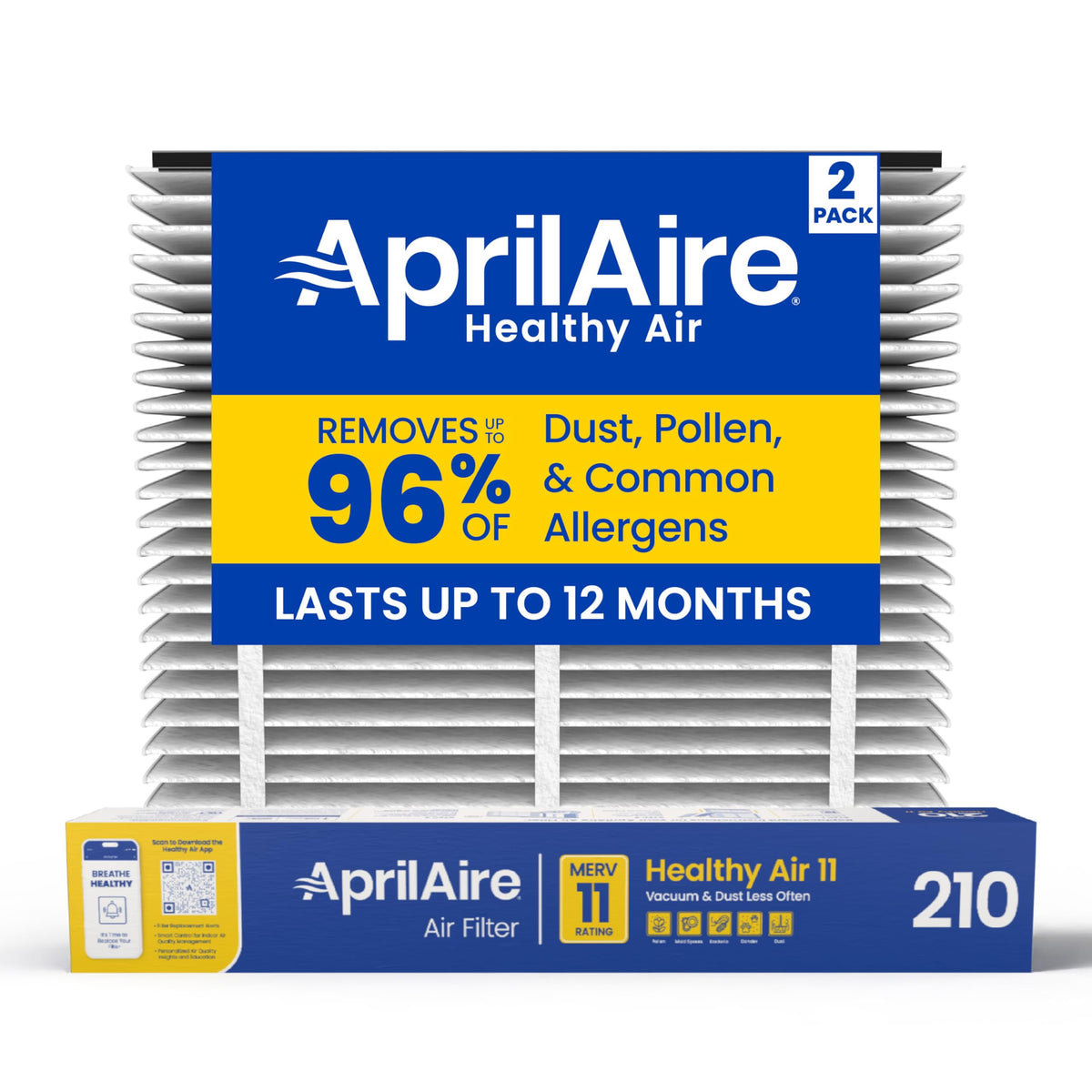 AprilAire 210 Replacement Filter for AprilAire Whole-House Air Purifiers - MERV 11, Clean Air & Dust, 20x25x4 Air Filter (Pack of 1)