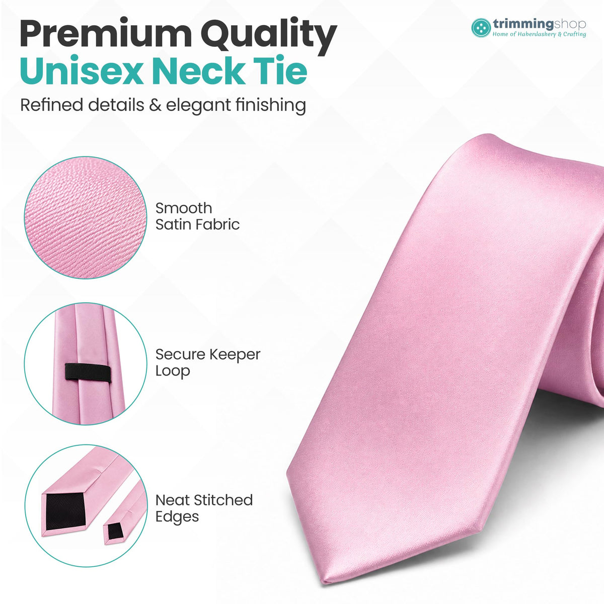 Trimming Shop 5cm Slim Skinny Solid Colour Necktie for Mens