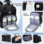 Dikaslon Baby Changing Bag Backpack, Large Nappy Back Pack Multifunction Baby Bags with Portable Changing Mat, Pacifier Holder, and Stroller Straps, for Mom and Dad