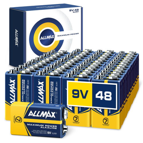 Allmax 9V (6LR61) Maximum Power Alkaline Batteries (4 Count) – 9 Volt
