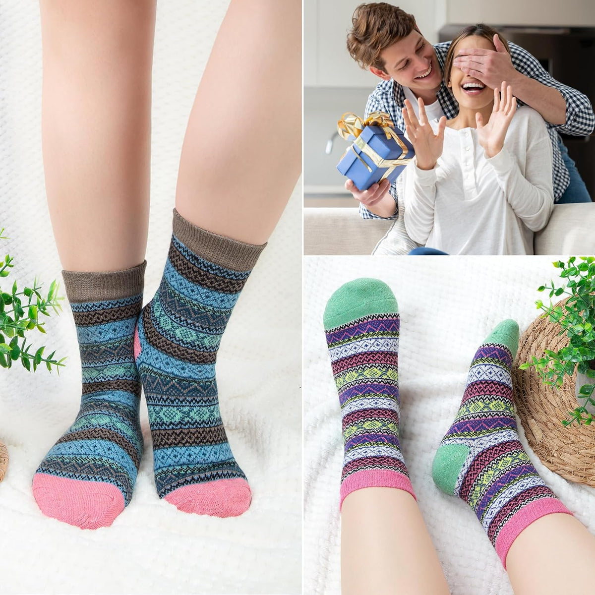 Ladies Socks Wool Thermal Fluffy Gifts For Women 5 Pairs