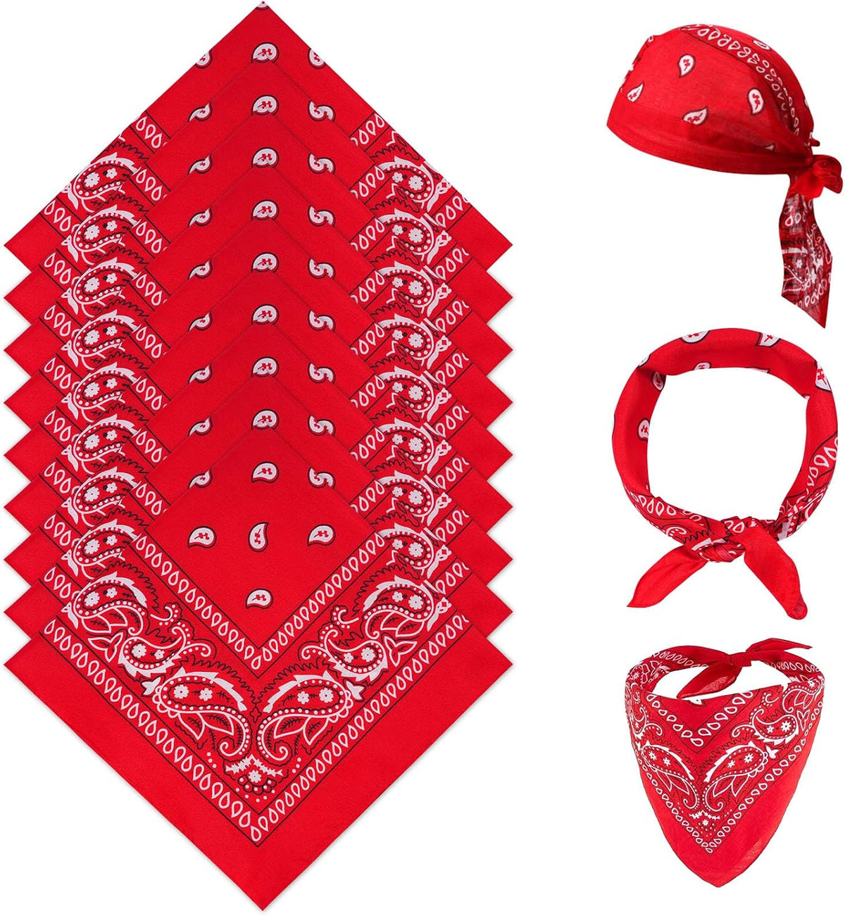 Aomig Bandana Head Scarf for Men and Women, Stylish Cowboy Headband Handkerchief, Multi-purpose Hair Scarf Paisley Print Unisex Headwraps, Bib Party Face Covering Headwear for Motorcycling