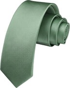 HISDERN Skinny Tie Solid Color 6cm Slim Ties for Men Wedding Classic Formal Business Necktie
