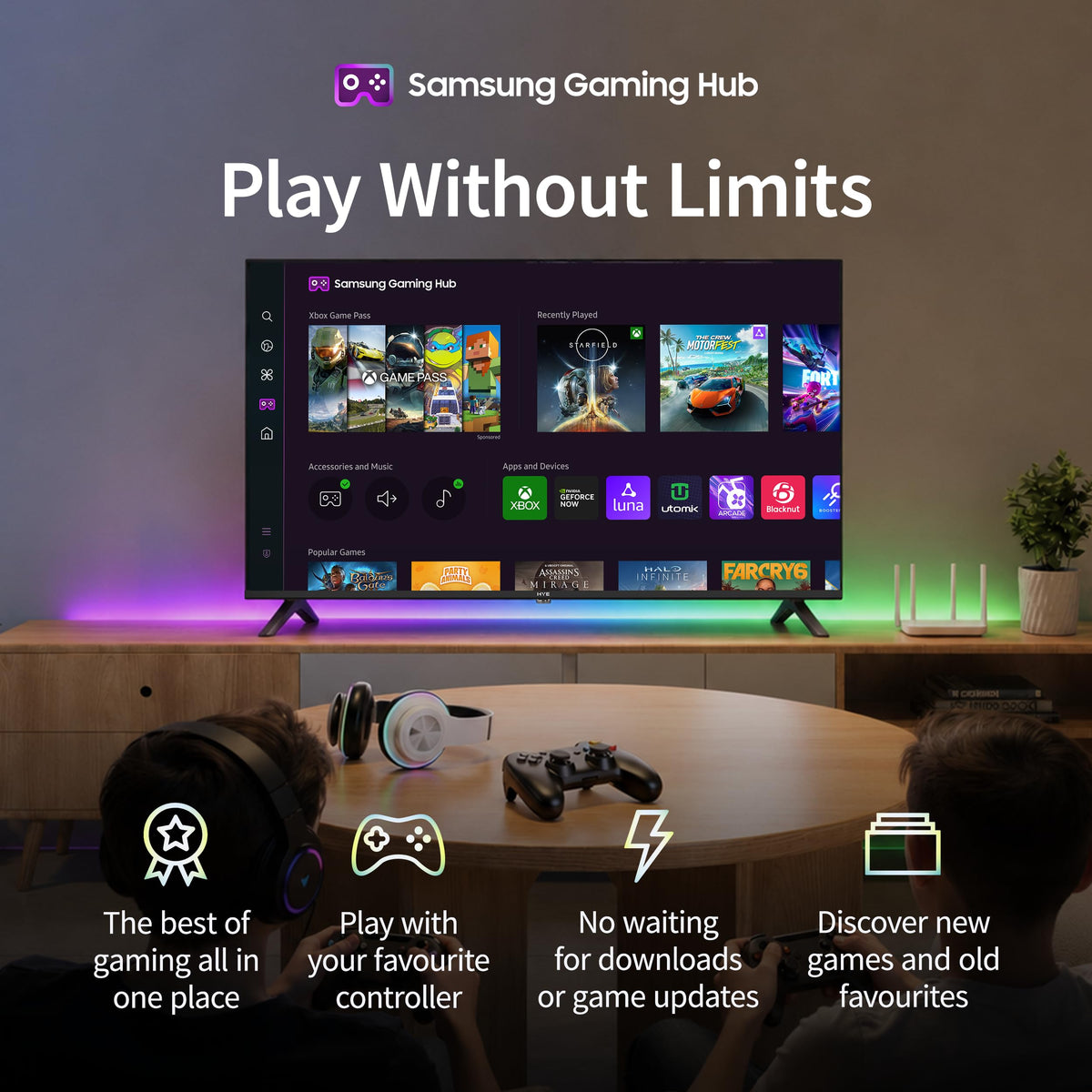 HYE 24" LED Smart TV - HD Ready, Samsung Tizen OS & Gaming Hub, Black