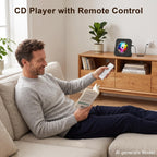 Portable CD Player with Bluetooth, Gueray Desktop CD Players for Home, Bulit-in Double HiFi Speakers, AUX&Headphone Jack, FM Radio Boombox with Remote Control, USB Port,LCD Display (Blue)