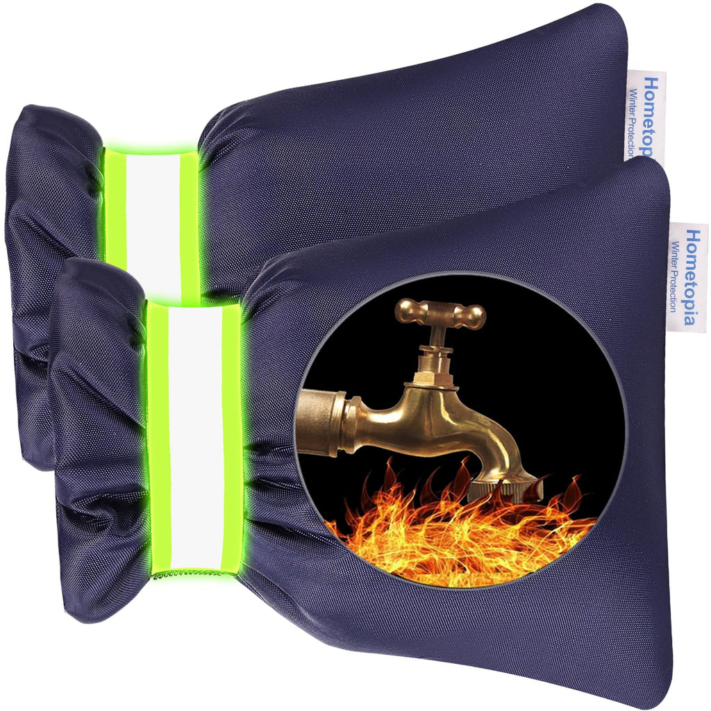2Pack Outdoor Faucet Covers for Winter,8.5"x6.7"x2" Pro Spigot Cover Freeze Protection,Outdoor Water Socks with Reflective Strips for Winter Spigot Cover Pipe Insulation Reusable Waterproof,Black