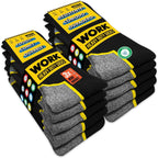 SOXCO 10 Pairs Men’s Work Socks, Black Crew Length | DRI-WIK Moisture Management Technology | Super Soft Cushioned Footbed | Reinforced Heel & Toe | Dura-Stretch Elastane | Pack of 6 or 10 Pairs