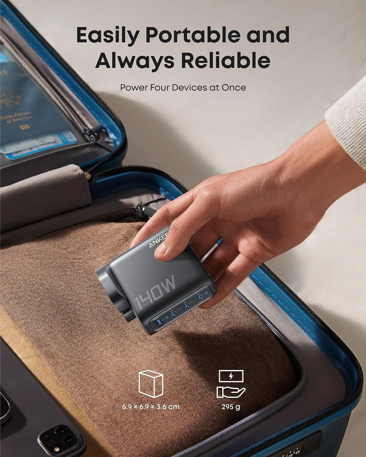 Anker 140W GaN USB C Foldable Plug, Fast Charger for iPhone 18 Pro Max