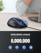 TECKNET USB Wired Mouse,6400 DPI Optical,6-Button Ergonomic Computer Mouse