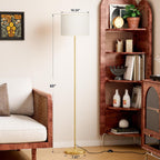 Ambimall Floor Lamp for Living Room with Smart Light Bulb, RGB + Stepless Dimmable Colors Temperature & Brightness(White Shade & Black Pole)