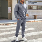 Mens Plain Tracksuit Long Sleeve Hooded Sweatshirt Sweatpants Set Hoodie Joggers Sets 2 Piece Fashion Sweatsuits Activewear Sportswear Men's Clothing UK
