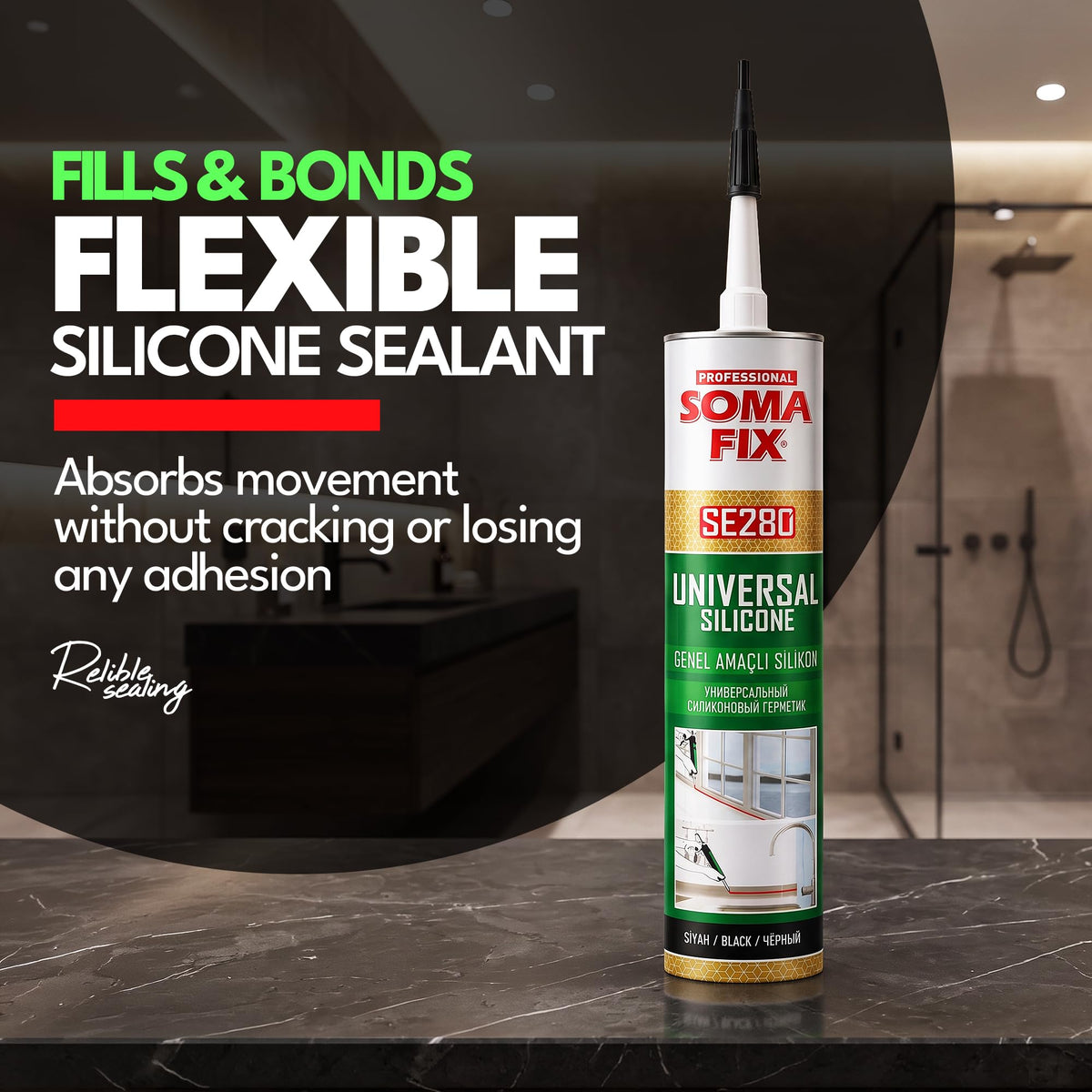 Brown Silicone Sealant, Waterproof & Flexible Sealant and Adhesive - 280ml