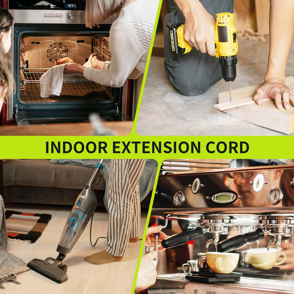 16/3 Black Extension Cord 6 FT Indoor, Short Extension Cord