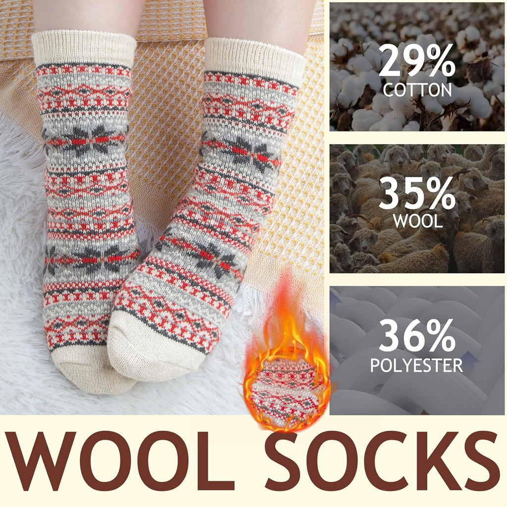 Ladies Socks Wool Thermal Fluffy Gifts For Women 5 Pairs