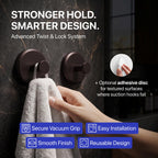 HOME SO Suction Cup Hooks for Shower & Bathroom Towel Holder 2-Pack Black