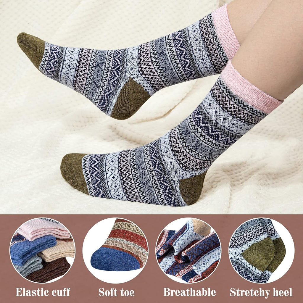 Ladies Socks Wool Thermal Fluffy Gifts For Women 5 Pairs