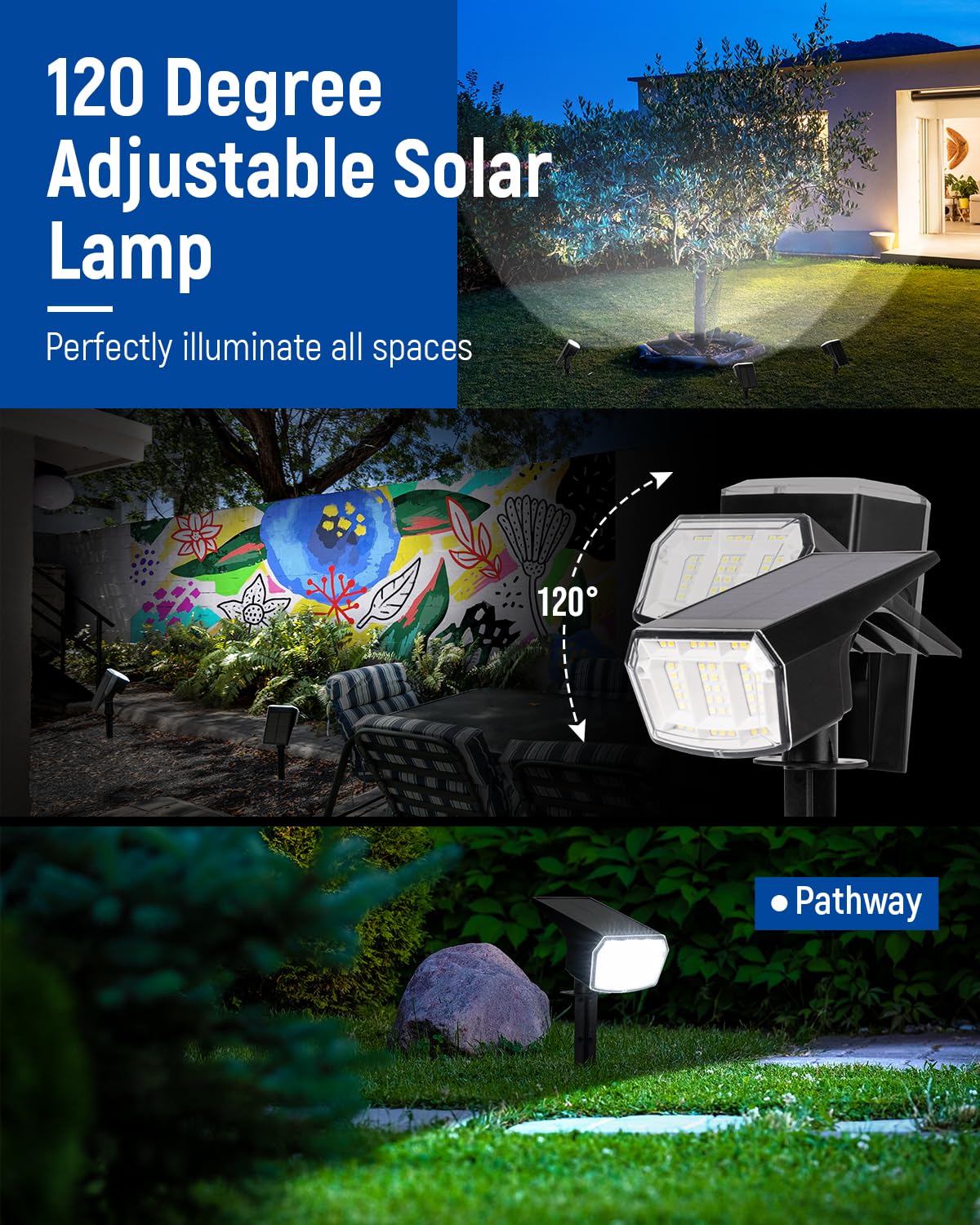 AUDERWIN Solar Spot Lights Outdoor Waterproof, 6 Packs, Neutral White
