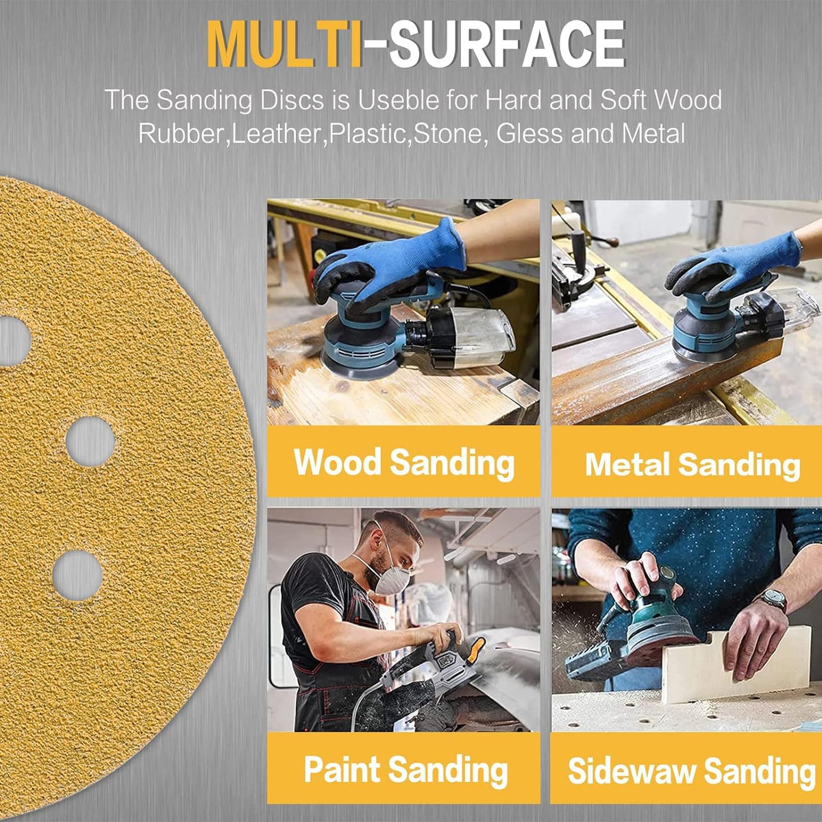 165 PCS 5 Inch Sanding Discs Random Orbital Sander Sandpaper