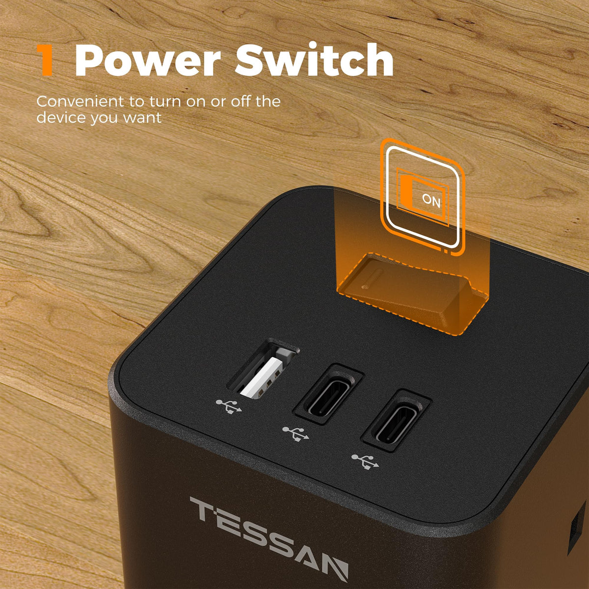 TESSAN Tower Extension Lead 5M with USB C Slots