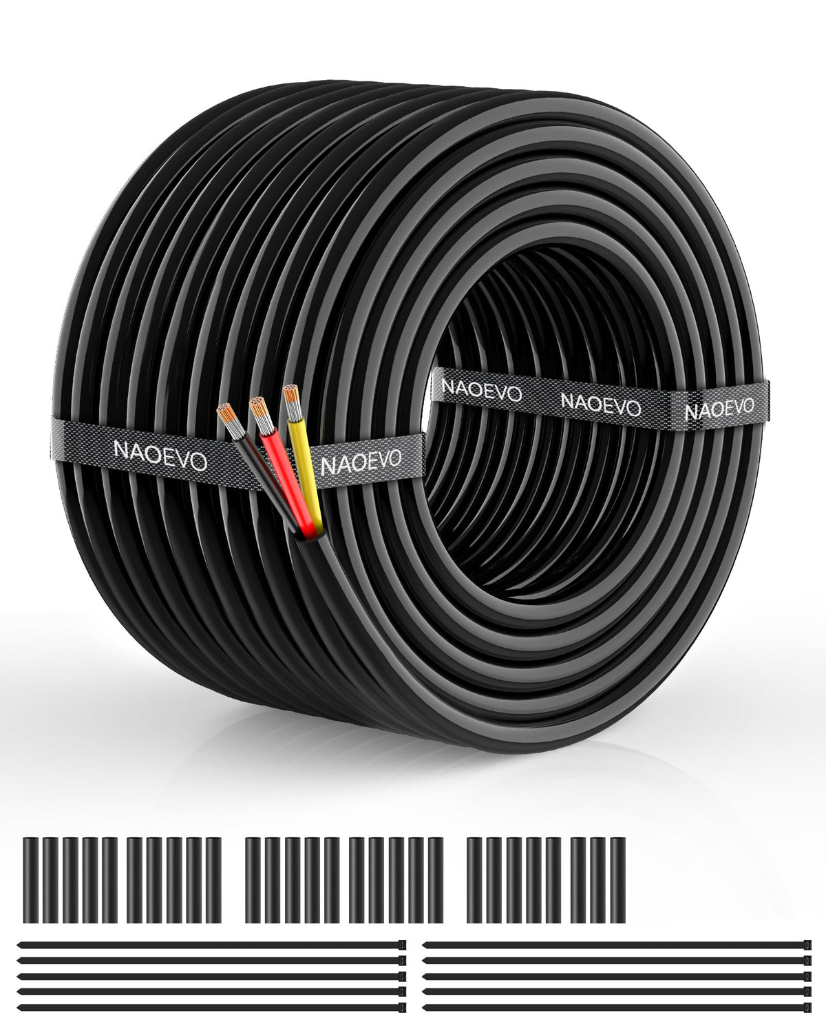 NAOEVO 14 Gauge Wire 3 Conductor, 14 Gauge Automotive Wire 12V Cable, 50FT