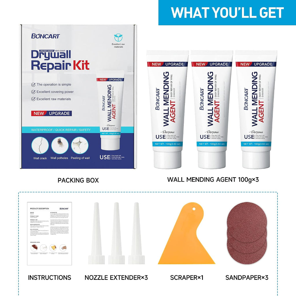 Drywall Repair Kit, 2-Pack Wall Mending Agent, Wall Spackle with Tools