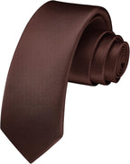 HISDERN Skinny Tie Solid Color 6cm Slim Ties for Men Wedding Classic Formal Business Necktie