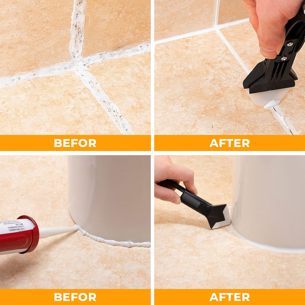 Saker Silicone Caulking Tool 3-in-1 Grout Removal Tool Classic Black