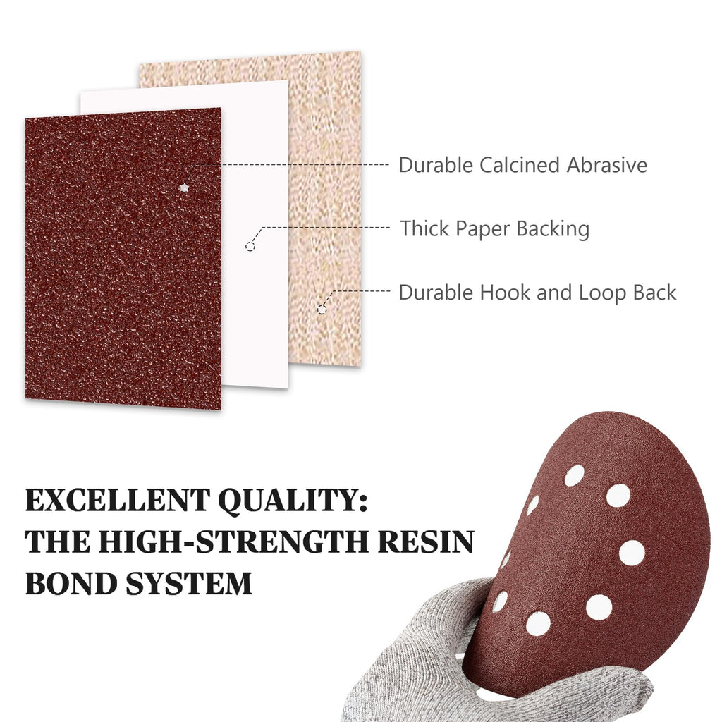 S SATC Sanding Discs 60 Grit 110Pcs Orbital Sander Discs 125mm Hook and Loop Round Orbital Sander Pads for Sanding