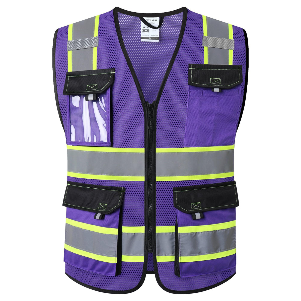 JKSafety Safety Vest for Men Women Hi Vis Reflective Vest JK220 OBlack L
