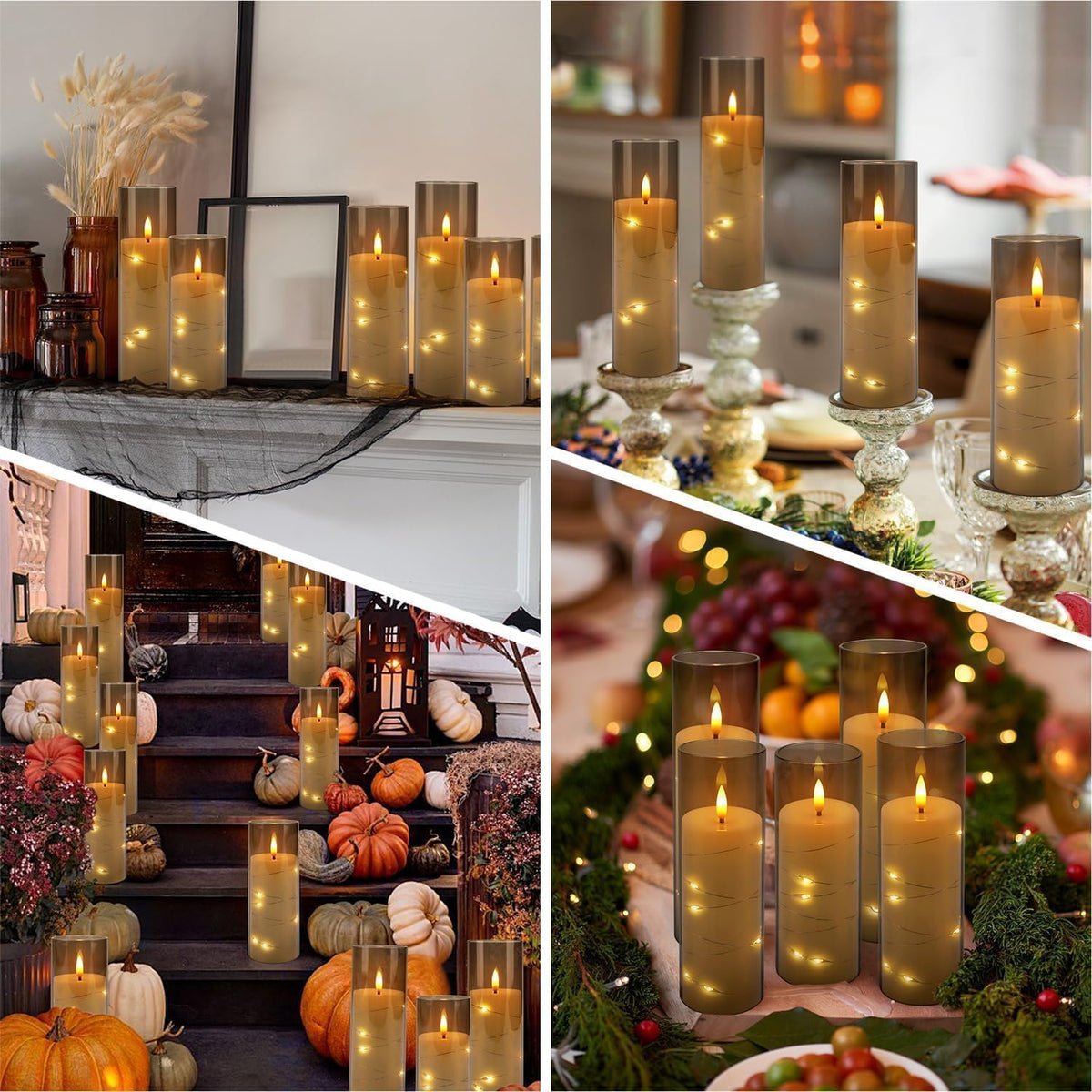 YOROXRG Solar flameless Candles Outdoor Waterproof,Dusk to Dawn Outdoor Lighting, Flickering fameless Reusable LED Light Candles for Lantern Garden Camping and Home Decor, 3D Wick (3"X6") Set of 2
