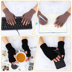 Grevosea 2 Pair Fingerless Warm Gloves - Winter Half Finger Gloves Thickened Knit Touchscreen Stretchy Mittens for Men Women