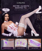 Hold Up Stockings for Women – Sexy Lace Top Thigh High with Anti-Skid Silicone Silk One Size
