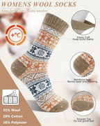 Ladies Socks Wool Thermal Fluffy Gifts For Women 5 Pairs